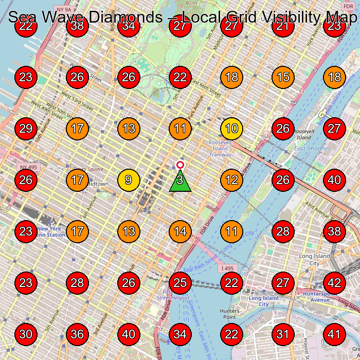 Sea Wave Diamonds GeoGrid visibility map for Jewelry Store in New York